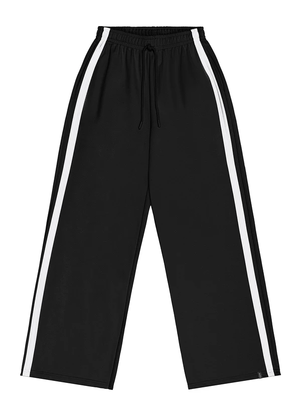 Gloss - Calça Wide Leg Juvenil em Moletom Preto