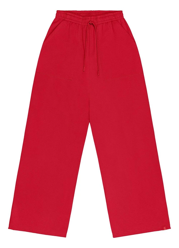 Gloss - Calça Wide Leg Juvenil Moletom Vermelho 3