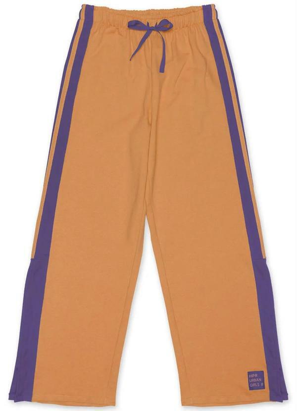 Hapier - Calça Wide Leg Moletom Juvenil Menina Laranja