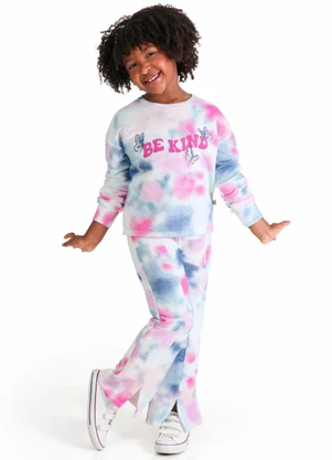 Tink Bink - Conjunto Moletom Felpado Tye Day Branco - TINK BINK