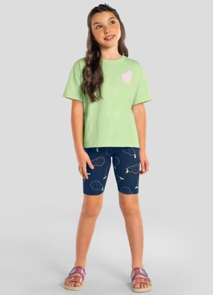 Brandili - Bermuda Infantil Menina em Cotton Azul - BRANDILI