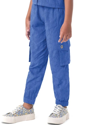 Carinhoso - Calça Azul Escuro Jogger Cargo em Laíse Menina - CARINHOSO