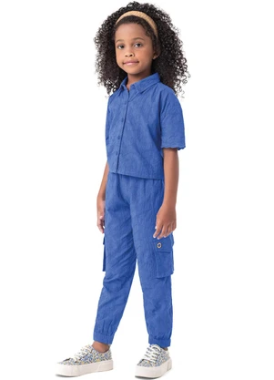 Carinhoso - Calça Azul Escuro Jogger Cargo em Laíse Menina - CARINHOSO