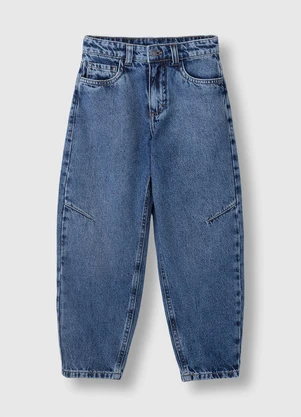 Carinhoso - Calça Ballon Jeans Cintura Alta Azul Escuro - CARINHOSO