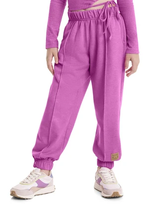 Gloss - Calça Básica em Moletom Juvenil Rosa - GLOSS