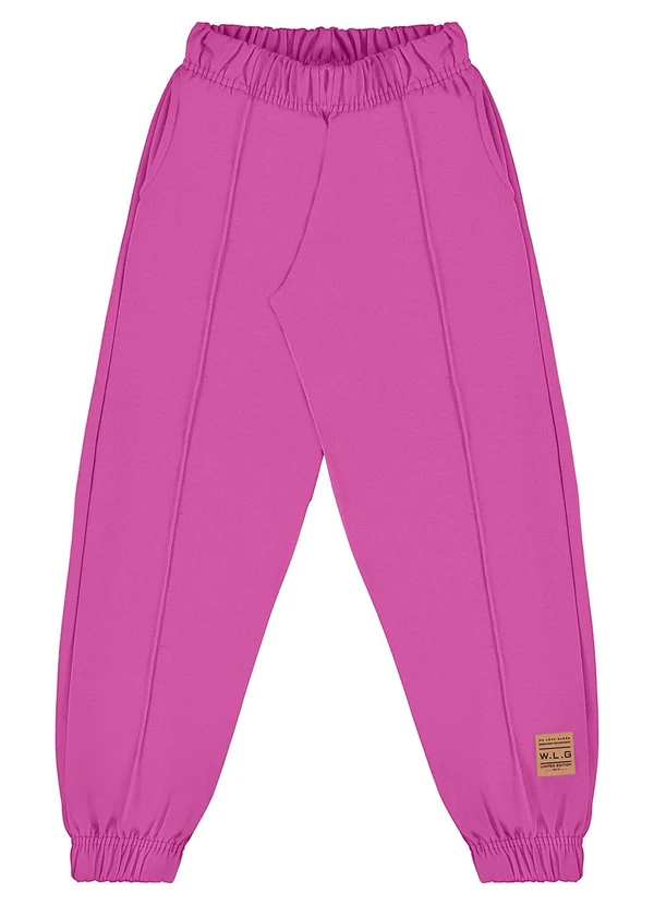Gloss - Calça Básica em Moletom Juvenil Rosa 3