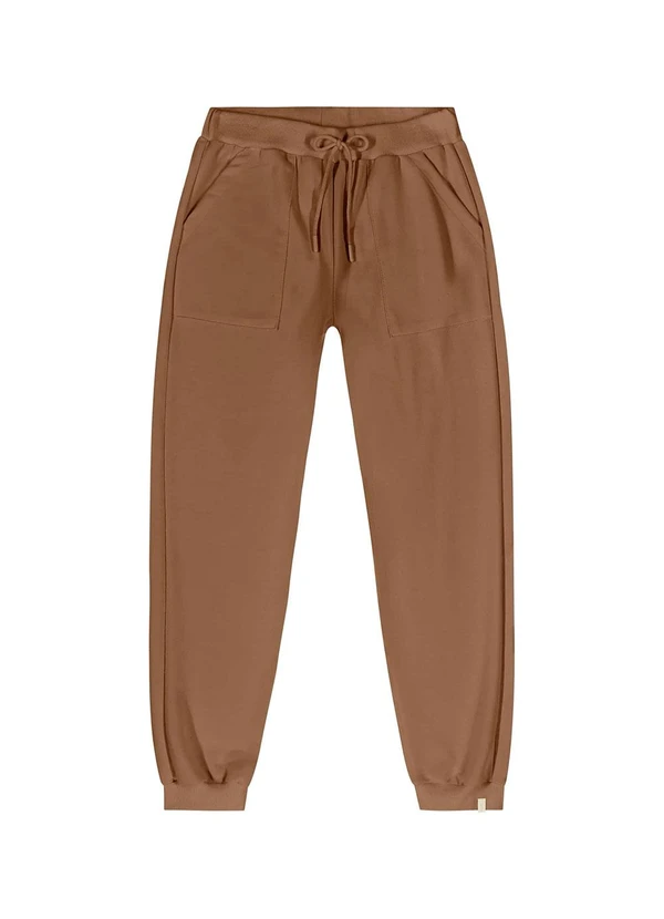 Gloss - Calça Básica Juvenil em Moletom Marrom