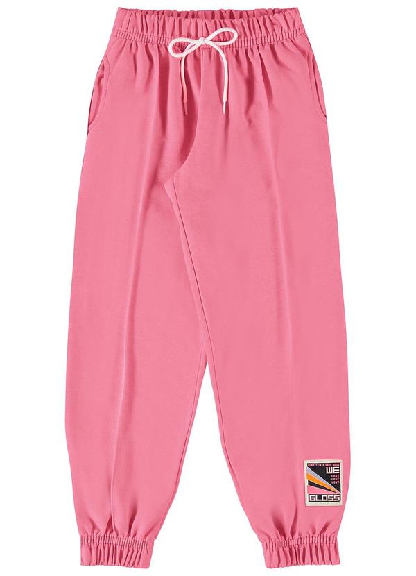 Gloss - Calça Básica Juvenil em Moletom Rosa Pink
