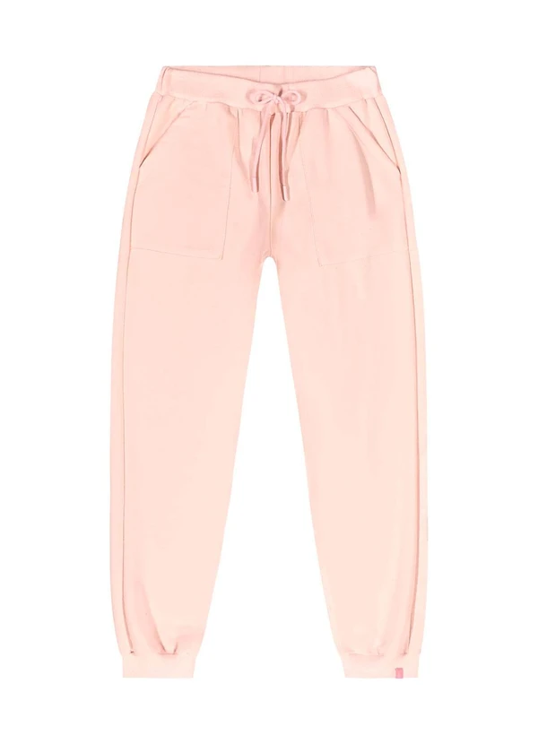 Gloss - Calça Básica Juvenil em Moletom Rosa 4