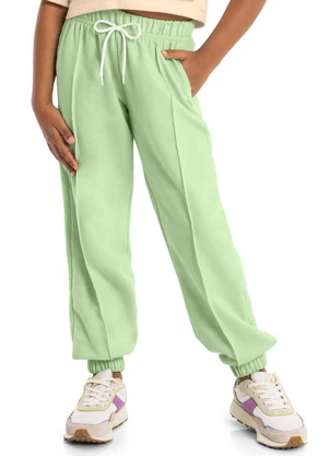 Gloss - Calça Básica Juvenil em Moletom Verde - GLOSS