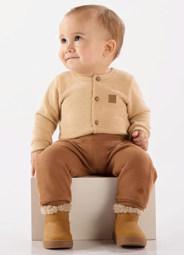 Up Baby - Calça Bebê em Molecotton Marrom