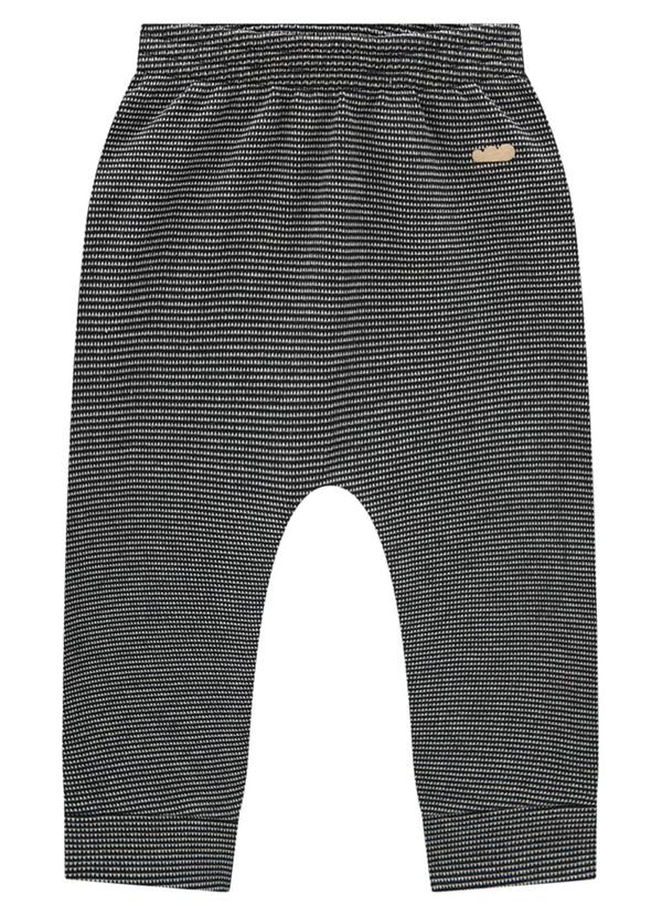 Marlan - Calça Bebê em Moletom Quadriculado Unissex Preto