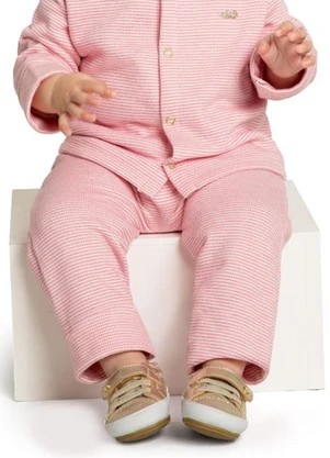 Marlan - Calça Bebê em Moletom Quadriculado Unissex Rosa - MARLAN