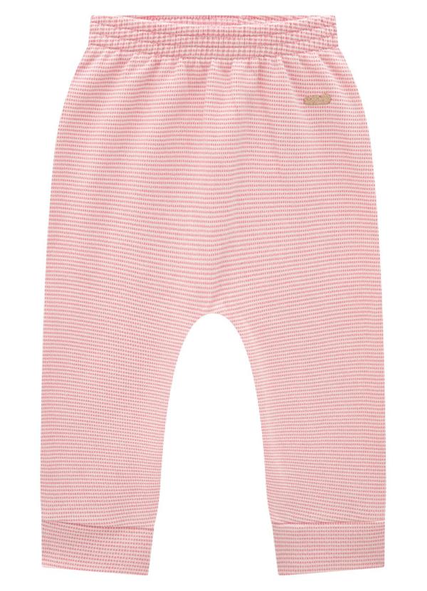 Marlan - Calça Bebê em Moletom Quadriculado Unissex Rosa 3