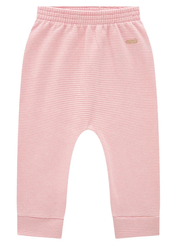 Marlan - Calça Bebê em Moletom Quadriculado Unissex Rosa 3