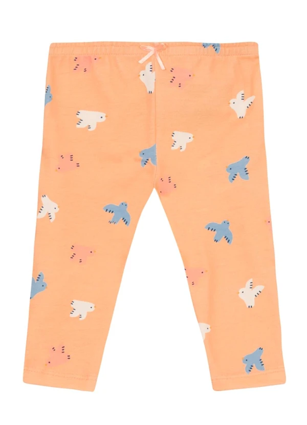 Brandili - Calça Bebê Menina de Passarinho Laranja