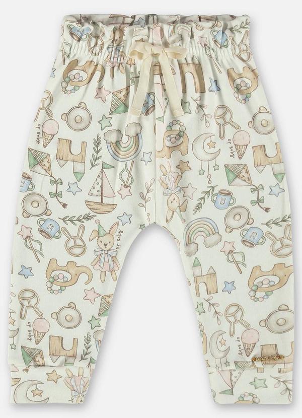 Up Baby - Calça Bebê Menina em Suedine Bege 3