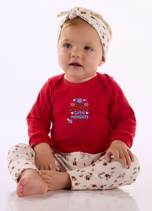 Up Baby - Calça Bebê Menina em Suedine Estampado - UP BABY
