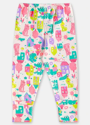 Up Baby - Calça Bebê Menina em Suedine Branco - UP BABY