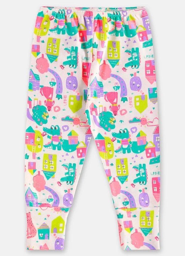 Up Baby - Calça Bebê Menina em Suedine Up Baby Branco