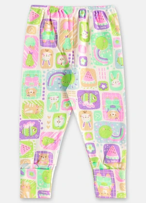 Up Baby - Calça Bebê Menina em Suedine Branco - UP BABY