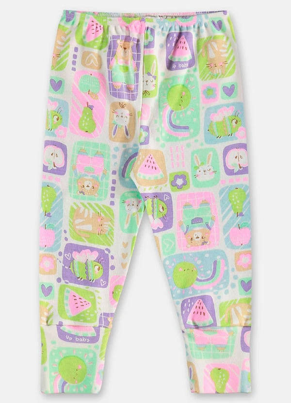 Up Baby - Calça Bebê Menina em Suedine Branco 1