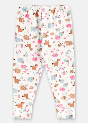 Up Baby - Calça Bebê Menina em Suedine Branco - UP BABY