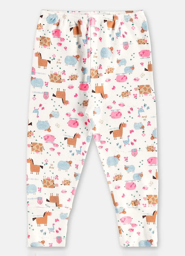 Up Baby - Calça Bebê Menina em Suedine Branco 2