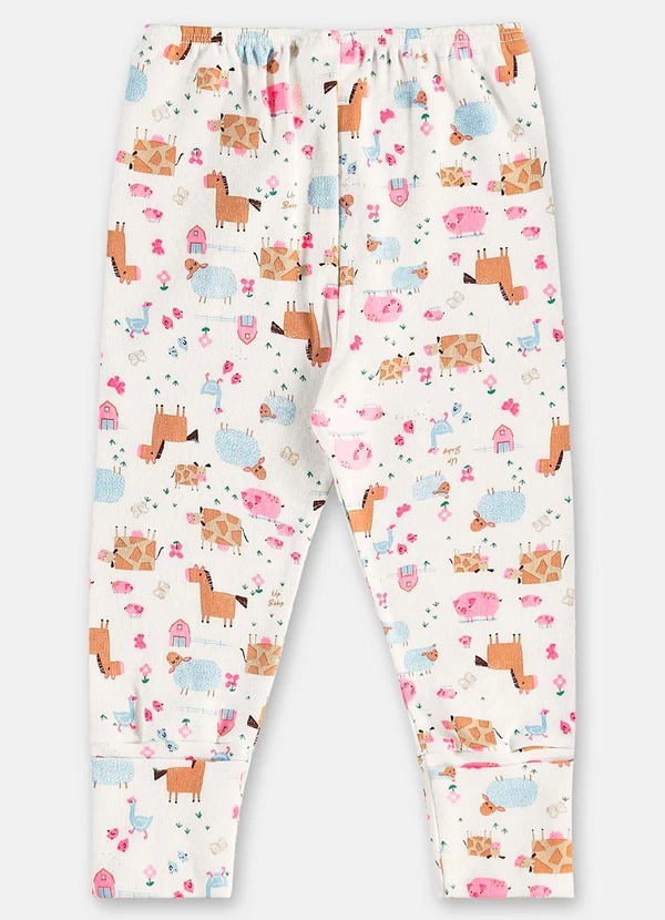 Up Baby - Calça Bebê Menina em Suedine Branco 3