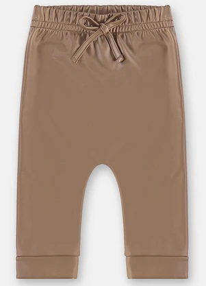 Up Baby - Calça Bebê Menina Malha Cirrê Marrom - UP BABY
