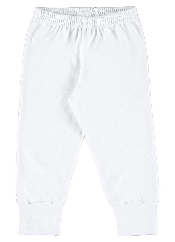 Marlan - Calça Bebê Unissex Cotton Penteado Liso Branco
