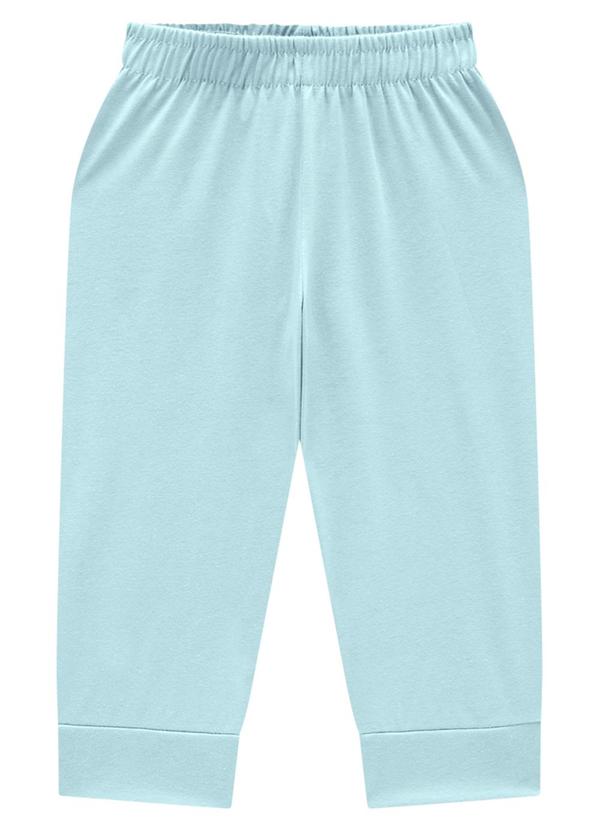 Marlan - Calça Bebê Unissex em Cotton Penteado Azul