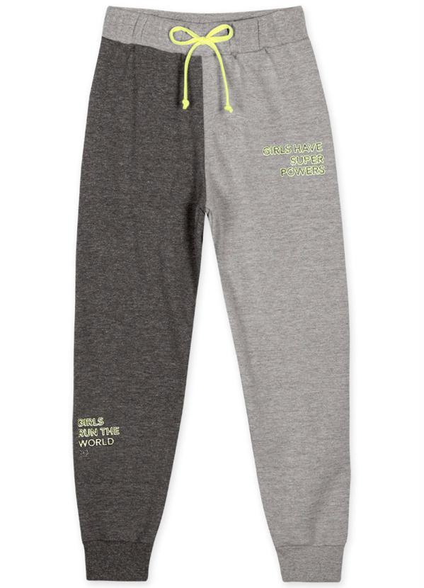 Marisol - Calça Bicolor Moletom Infantil Menina Cinza