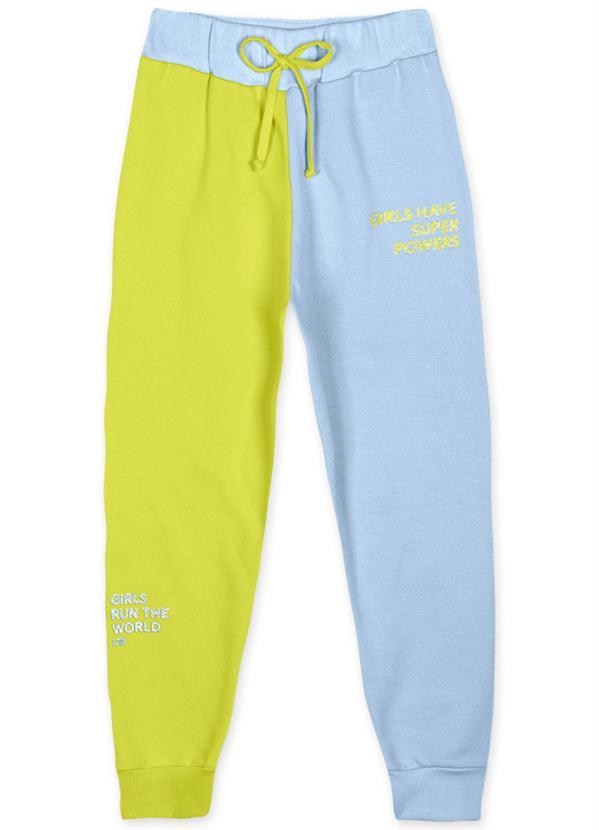 Marisol - Calça Bicolor Moletom Infantil Menina Verde