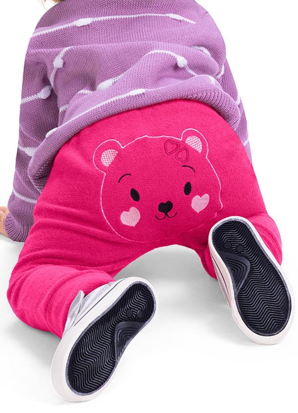 Alenice - Calça Bordado Ursinho Menina Rosa 2