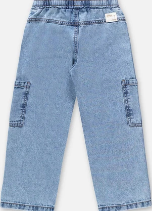 Up Baby - Calça Cargo Infantil para Menina Azul - UP BABY