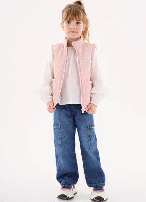 Up Baby - Calça Cargo Infantil para Menina Azul - UP BABY