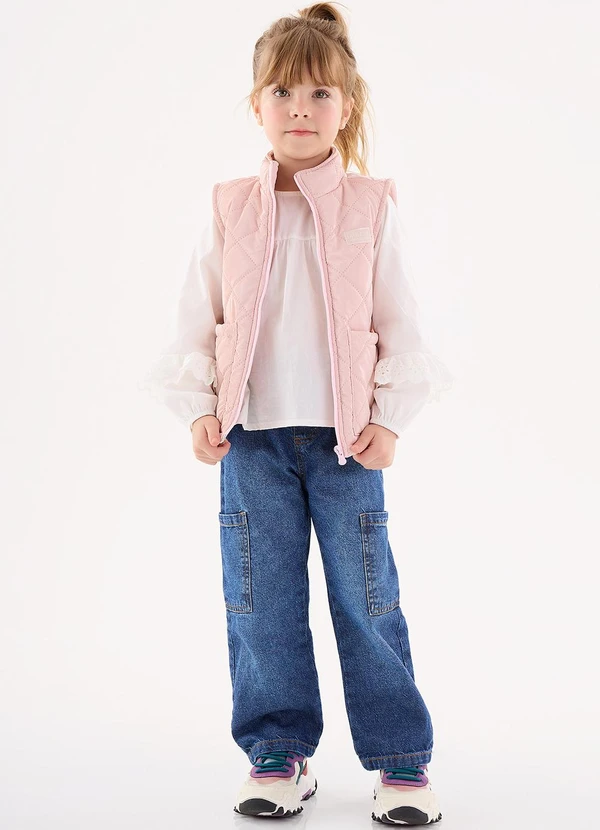 Up Baby - Calça Cargo Infantil para Menina Azul 2