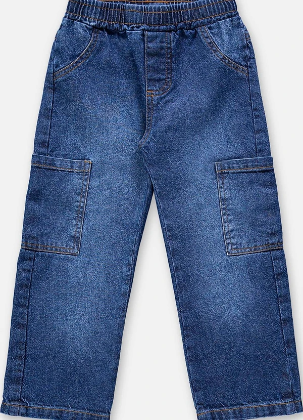 Up Baby - Calça Cargo Infantil para Menina Azul 3