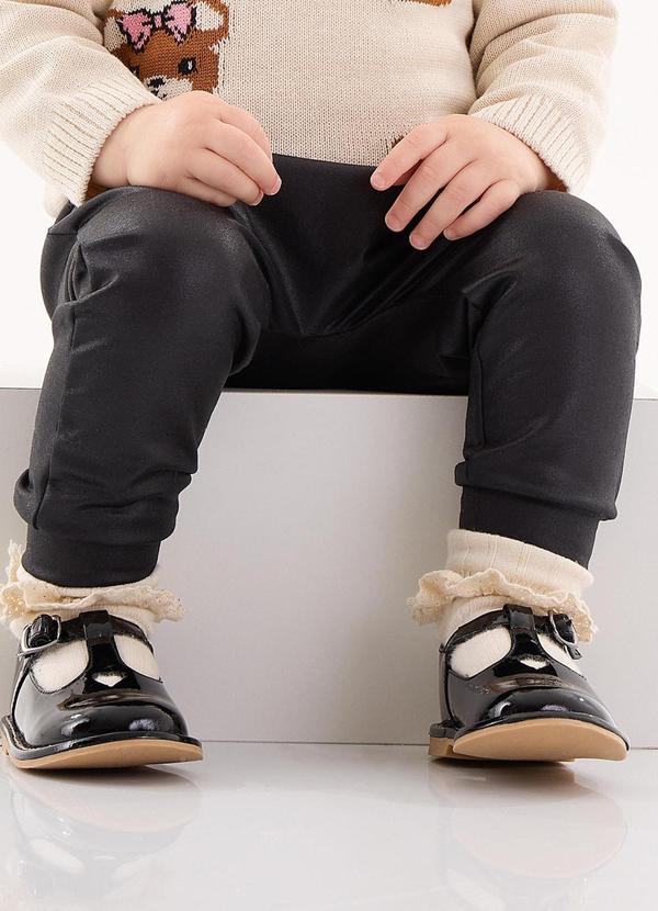 Up Baby - Calça Cirrê para Bebê Menina Preto