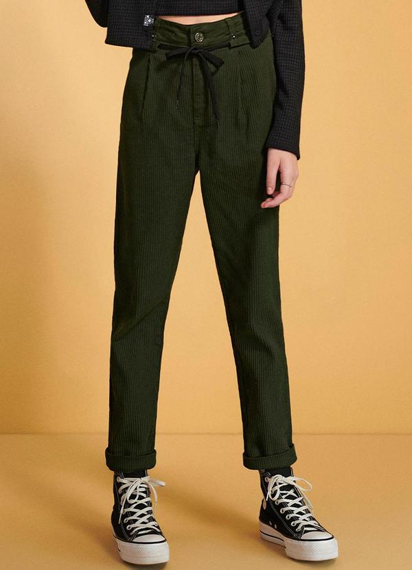 I Am - Calça Clochard de Veludo Cotelê Verde