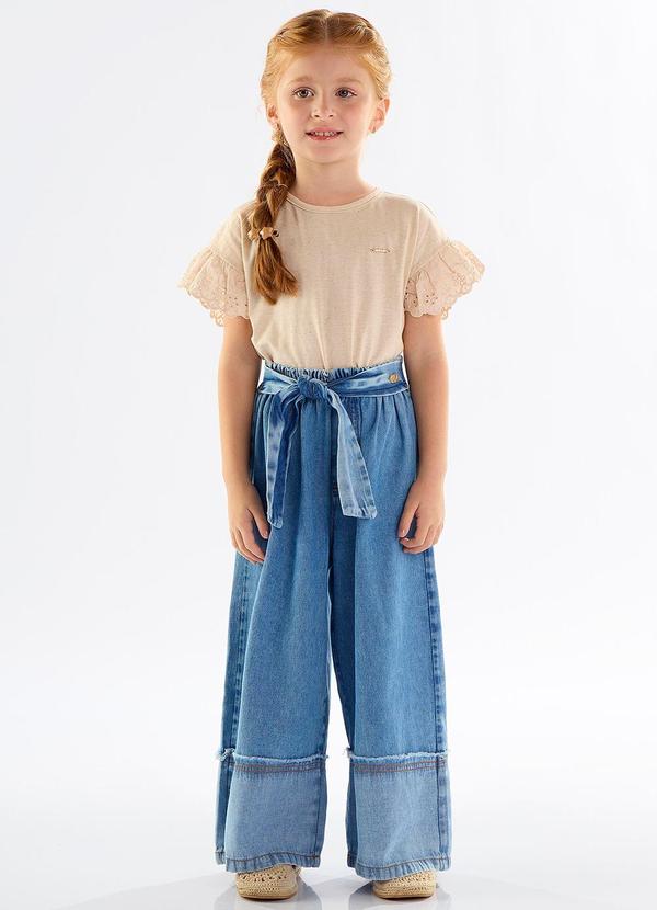 Up Baby - Calça Clochard Infantil em Jeans Azul 2