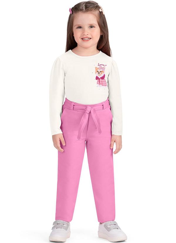 Alenice - Calça com Cinto Menina Rosa 2