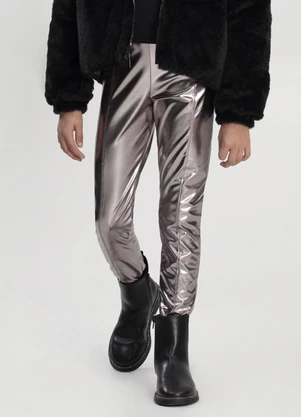 Alakazoo - Calça com Cós Elástico em Malha Foil Cinza - ALAKAZOO