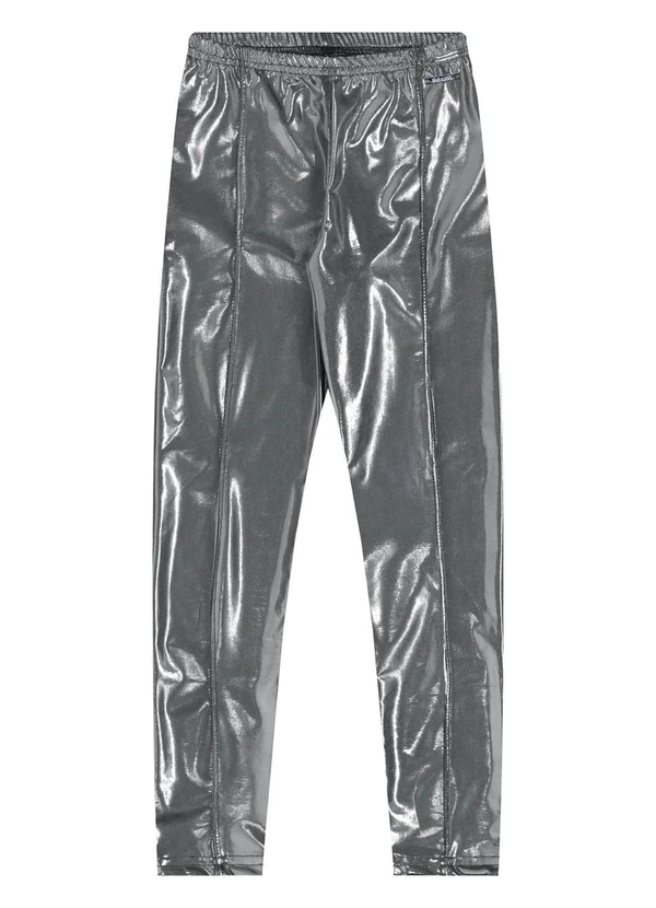 Alakazoo - Calça com Cós Elástico em Malha Foil Cinza 3