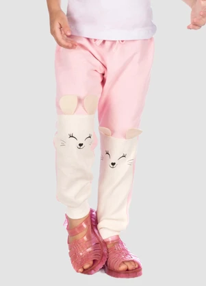 Turminha - Calça com Orelhas e Estampa - Menina Rosa - TURMINHA