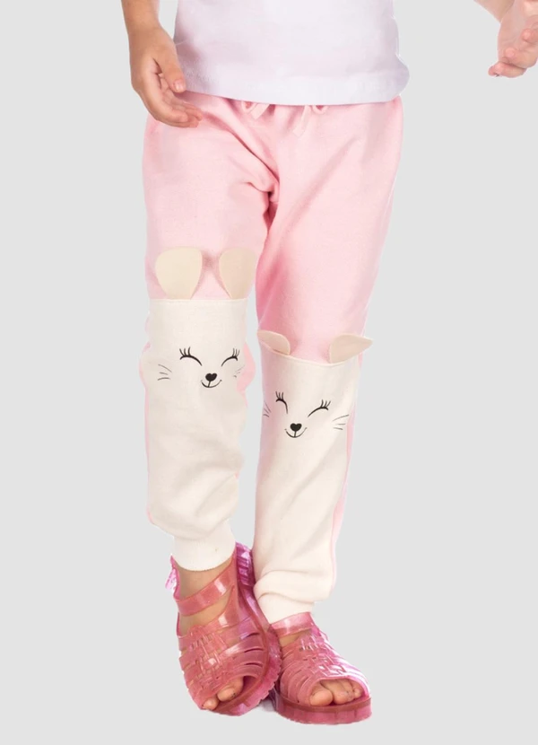 Turminha - Calça com Orelhas e Estampa - Menina Rosa