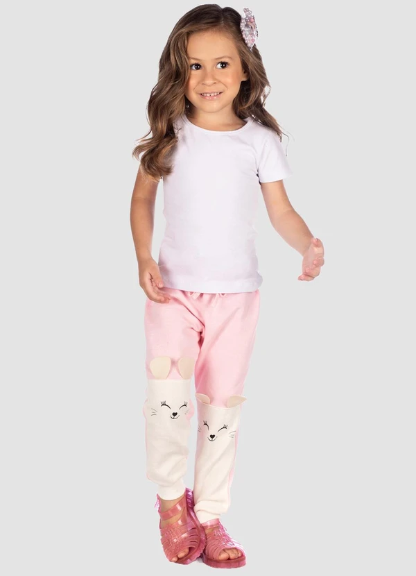 Turminha - Calça com Orelhas e Estampa - Menina Rosa 2