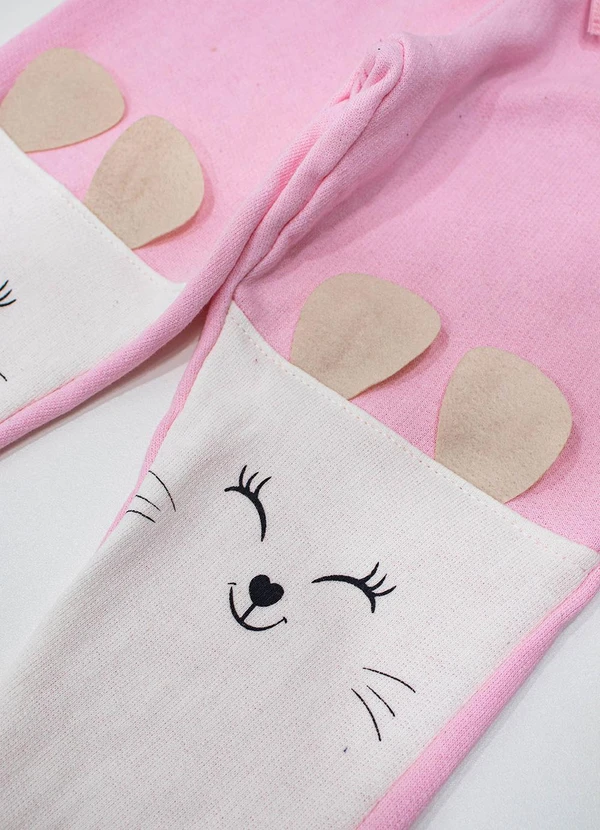Turminha - Calça com Orelhas e Estampa - Menina Rosa 4