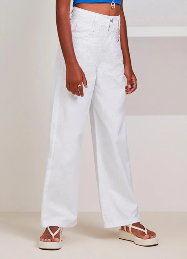 I Am - Calça com Strass Branco